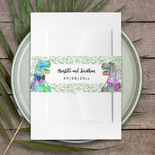 Kleurrijke Dinosaur Theme Wedding Custom Uitnodigingen Wikkel