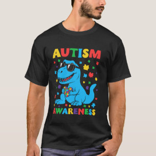 Kleurrijke Dinosaurus Autisme Puzzelstukken Autism T-shirt