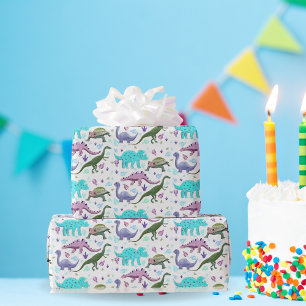 Kleurrijke Dinosaurus Mania Cadeaupapier