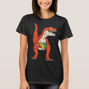 Kleurrijke Dinosaurus Roofdier Puzzel Autisme Bewu T-shirt