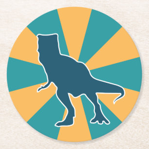 Kleurrijke dinosaurus T-rex jurassic animal cartoo Ronde Kartonnen Onderzetter