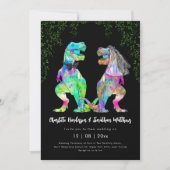 Kleurrijke Dinosaurus thema Trouw QR Code Kaart (Voorkant)