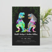 Kleurrijke Dinosaurus thema Trouw QR Code Kaart (Staand voorkant)