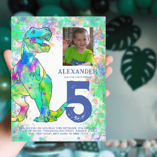 Kleurrijke Dinosaurus Verjaardag Party Budget Uitnodiging Briefkaart