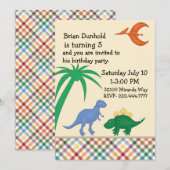 Kleurrijke Dinosaurus Verjaardag Uitnodiging (Voorkant / Achterkant)