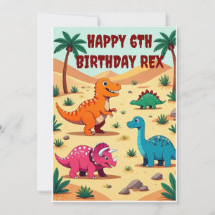 Kleurrijke dinosaurus verjaardagsfeest uitnodiging
