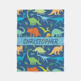 Kleurrijke dinosaurussen, gepersonaliseerd fleece deken