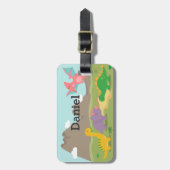 Kleurrijke dinosaurussen voor kinderen bagagelabel (Voorkant verticaal)