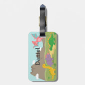 Kleurrijke dinosaurussen voor kinderen bagagelabel (Achterkant verticaal)