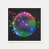 Kleurrijke disco bal op zwarte partij servetten (Voorkant)