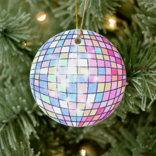 Kleurrijke Disco Ball Keramisch Ornament