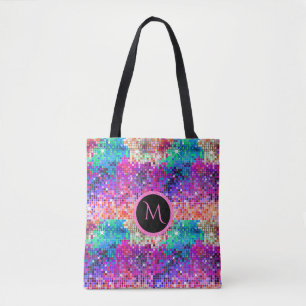 Kleurrijke Disco Ball Retro Glitter afdrukken Tote Bag