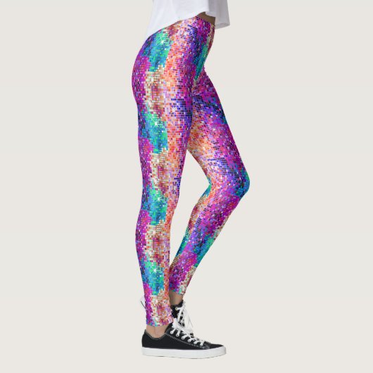 Kleurrijke Disco Faux Glitter Leggings (Rechts)