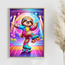 Kleurrijke Disco Sloth Grappige Dancing Sloth Art