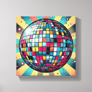 Kleurrijke discobal canvas kunst! afdruk