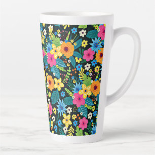 Kleurrijke Ditsy Bloemen Bloemendeken Ontwerp-4378 Latte Mok
