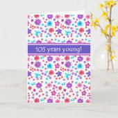 Kleurrijke Ditsy Bloemen Leeftijd-specifieke 105e  Kaart (Gele Bloem)