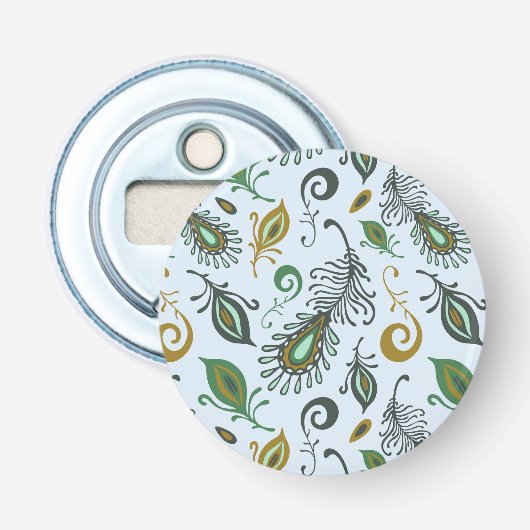 Kleurrijke diverse veren button flesopener (Voorkant)