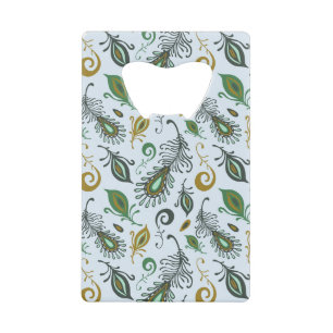 Kleurrijke diverse veren kredietkaart flessenopener