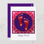 kleurrijke diwali rangoli met voetafdruk briefkaart (Voorkant / Achterkant)