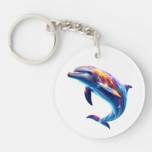 Kleurrijke Dolfijn Mooie Kunst Sleutelhanger
