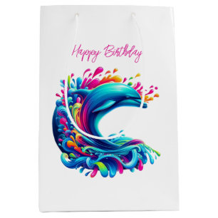 Kleurrijke Dolphin Splash- Medium Cadeauzakje
