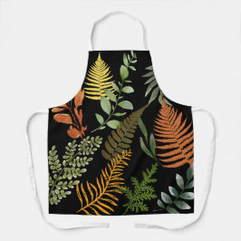 Kleurrijke donkere varen botanische bloemblaadjes schort