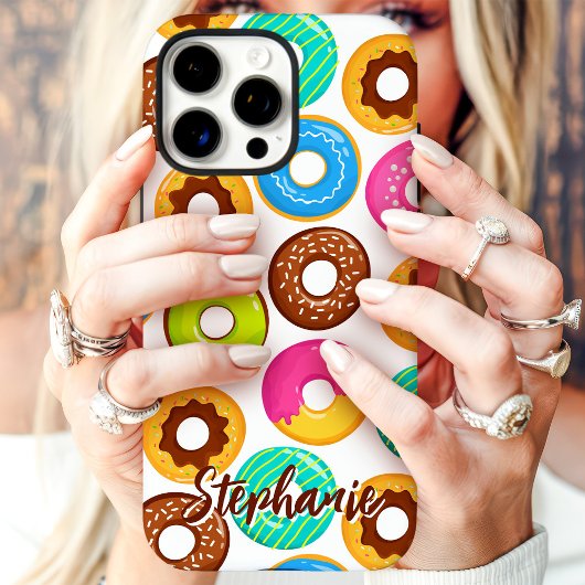 Kleurrijke Donut Patroon Aangepaste Naam Case-Mate iPhone Case