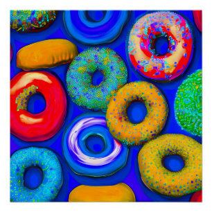 Kleurrijke donuts Blauw Perfect Poster