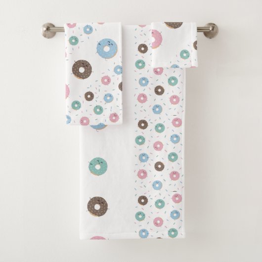 Kleurrijke donuts patroon handdoek set (Insitu)