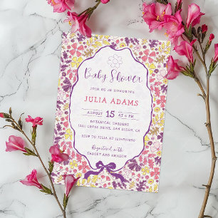 Kleurrijke Doodle Bloem Potlood Schets Baby Shower Kaart