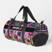 Kleurrijke Doodle Bloemen Print Plunjezak (Rechterhoek)