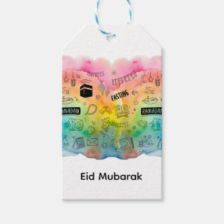 Kleurrijke Doodle Eid Cadeaulabel