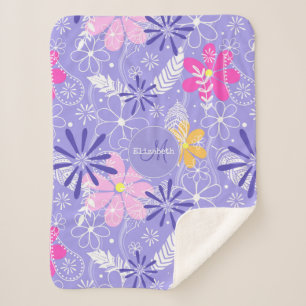 kleurrijke doodle floral boho veegt paisleuzen sherpa deken