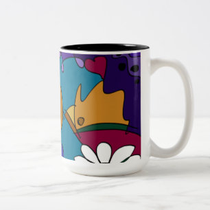 Kleurrijke Doodle Kunst Leuke Unieke Keramische Mo Tweekleurige Koffiemok