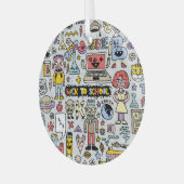 Kleurrijke Doodle School Set Glas Ornament (Voorkant links)