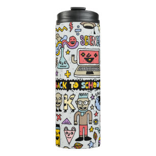 Kleurrijke Doodle School  Set Thermosbeker