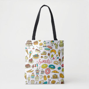 Kleurrijke doodle snoepjes: dessert design draagtas