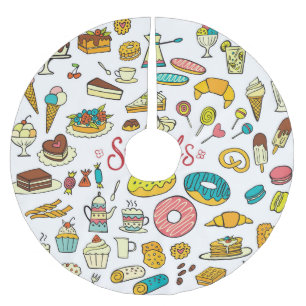 Kleurrijke doodle snoepjes: dessert design kerstboom rok