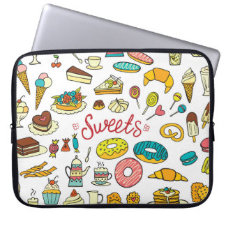 Kleurrijke doodle snoepjes: dessert design laptop sleeve
