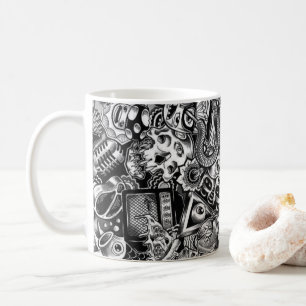 Kleurrijke Doodlepatroon Koffiemok Schattige Car