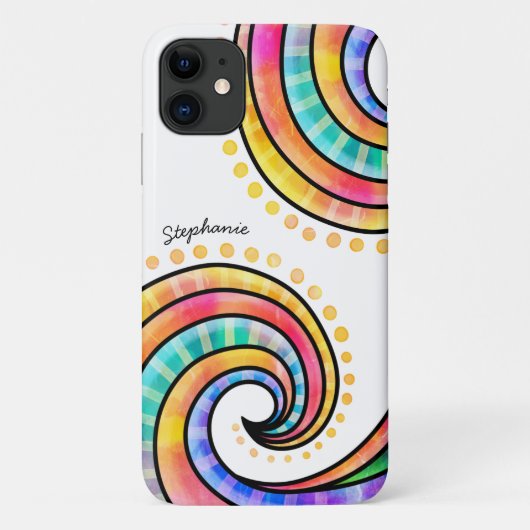 Kleurrijke Doodles en Zwemmen met naam Case-Mate iPhone Case (Achterkant)