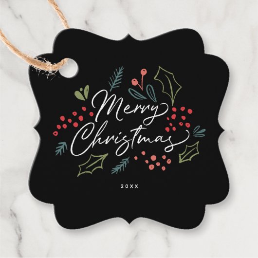 Kleurrijke Doodles Vrolijk Kerstmis tot Van Custom Bedankjes Labels (Voorkant)