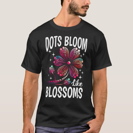 Kleurrijke Dot Art Flower T-shirt (Voorkant)