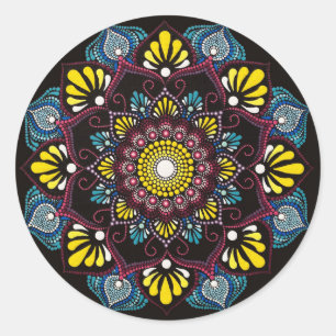 Kleurrijke Dot Art Mandala Heilige Geometrie Boh Ronde Sticker