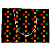 Kleurrijke Dot Pattern op Black Retro Kerstmis Groot Cadeauzakje (Achterkant)