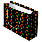 Kleurrijke Dot Pattern op Black Retro Kerstmis Groot Cadeauzakje (Voorkant Gekanteld)
