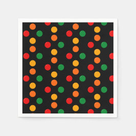 Kleurrijke Dot Pattern op Black Retro Kerstmis Servet