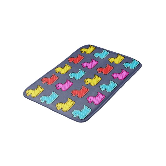 Kleurrijke Dotty Duck Patroon op Blauw Badmat (Gekanteld)