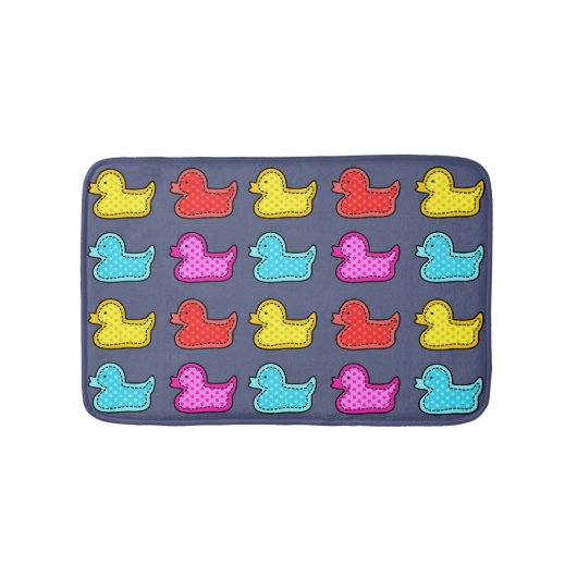 Kleurrijke Dotty Duck Patroon op Blauw Badmat (Voorkant)